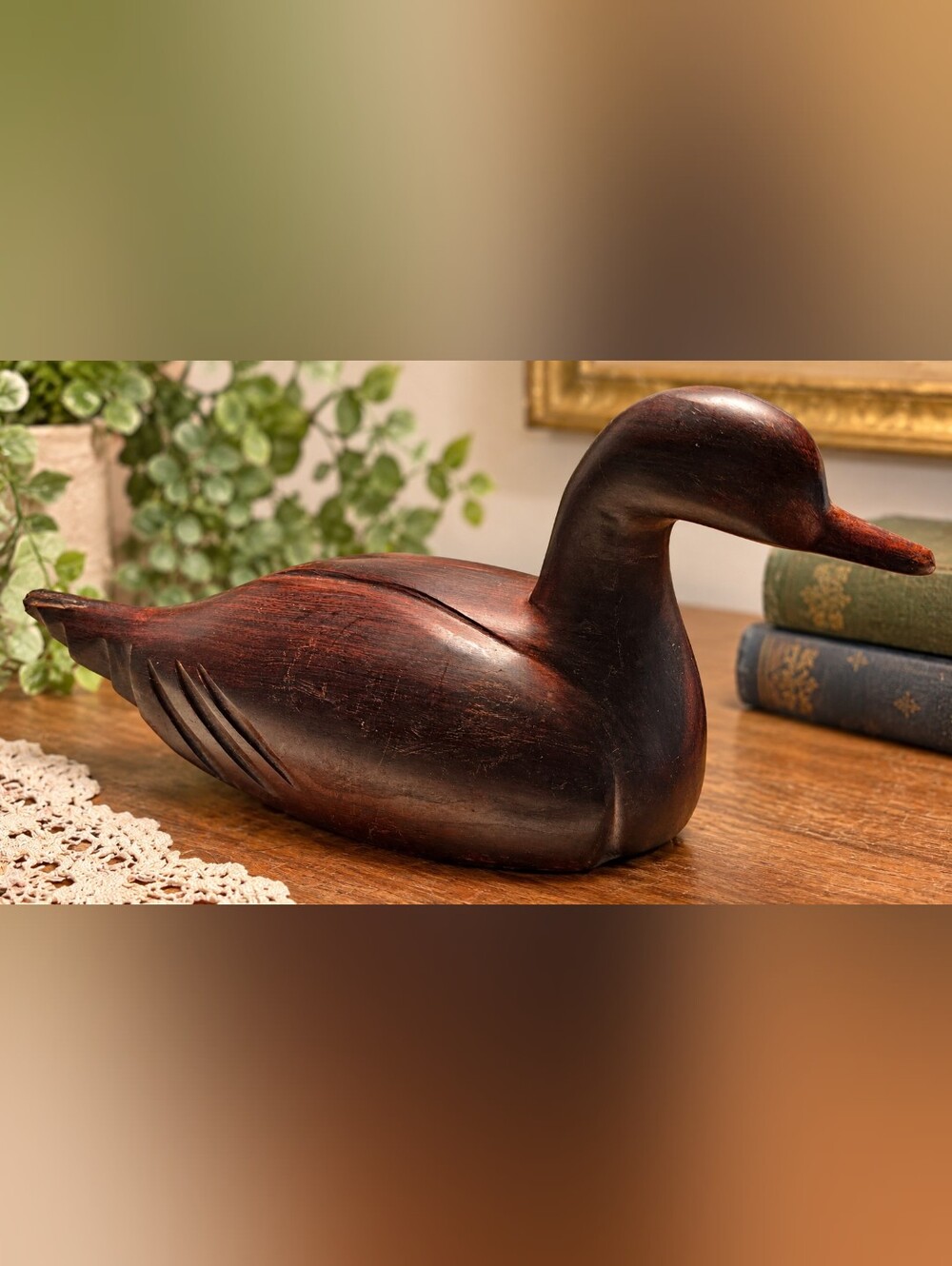Vintage Desert Ironwood Duck Decoy Hand Carved 10” Folk Art Sculpture